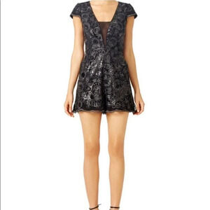 Badgley Mischka  Women’s Romper Corrine Black and Silver Sequin 6